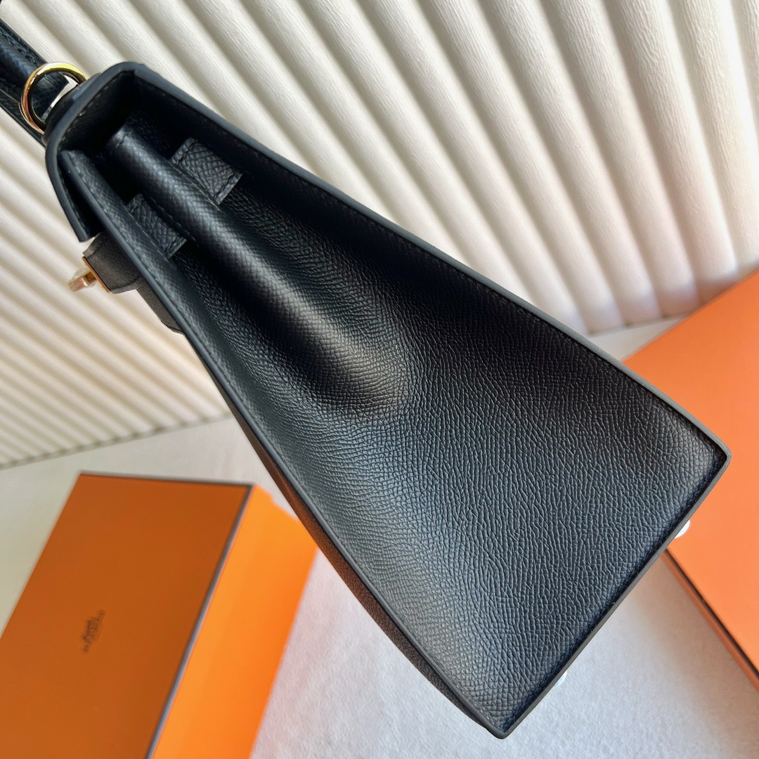 愛馬仕凱莉包28寸多少錢 Hermès Kelly 28 Epsom Noir 黑色 金色五金
