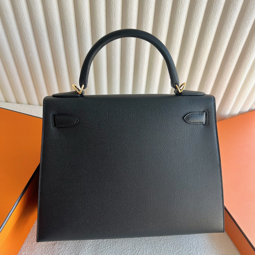 愛馬仕凱莉包28寸多少錢 Hermès Kelly 28 Epsom Noir 黑色 金色五金