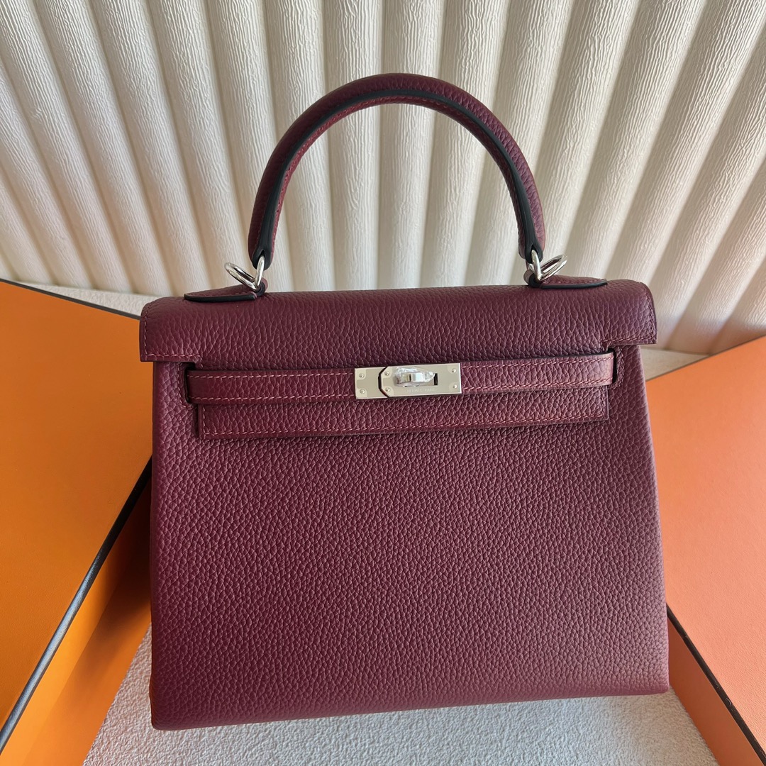 愛馬仕凱莉包25價格Hermès Kelly 25 Togo Leather CK55 Rouge H愛馬仕紅銀色五金