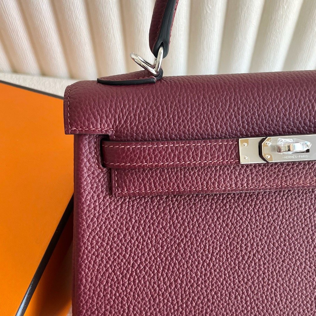 愛馬仕凱莉包25價格Hermès Kelly 25 Togo Leather CK55 Rouge H愛馬仕紅銀色五金