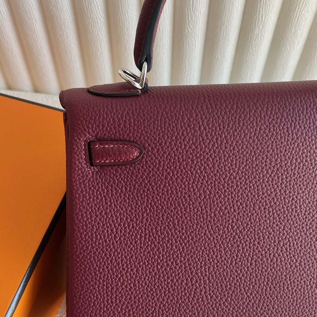 愛馬仕凱莉包25價格Hermès Kelly 25 Togo Leather CK55 Rouge H愛馬仕紅銀色五金