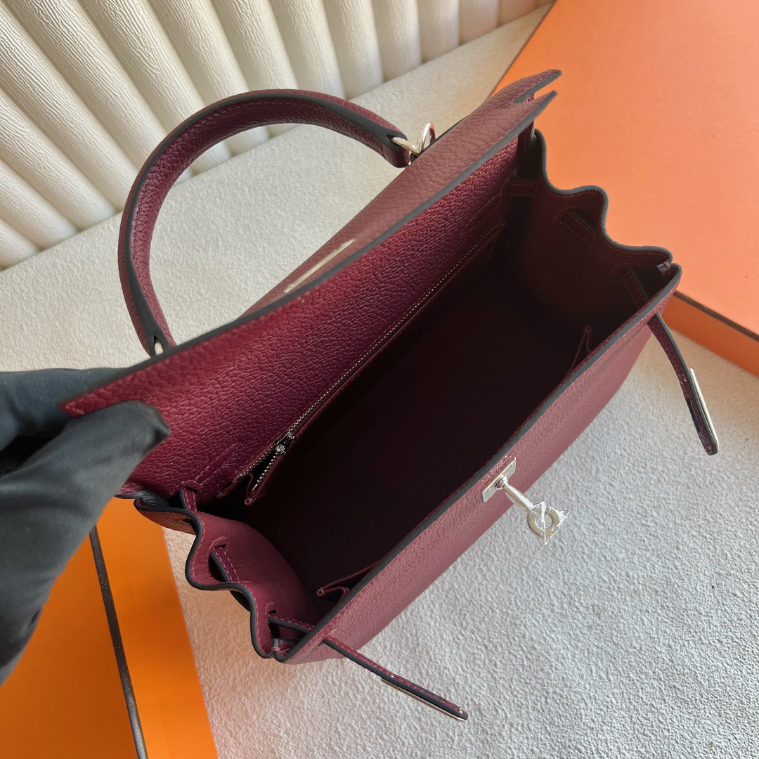愛馬仕凱莉包25價格Hermès Kelly 25 Togo Leather CK55 Rouge H愛馬仕紅銀色五金