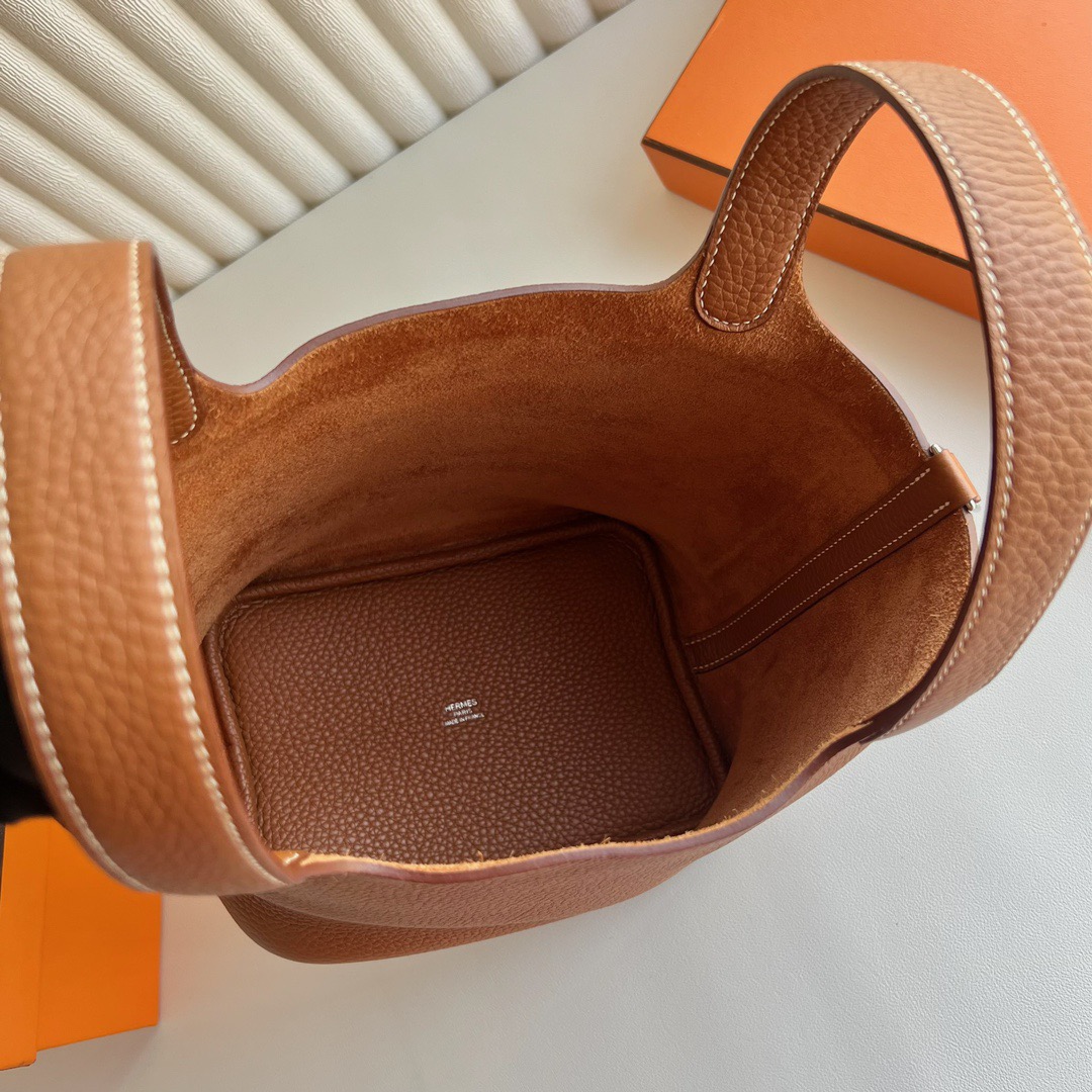 愛馬仕菜籃子包價格 Hermès Picotin 18 Taurillon Clémence 金棕色 銀色五金