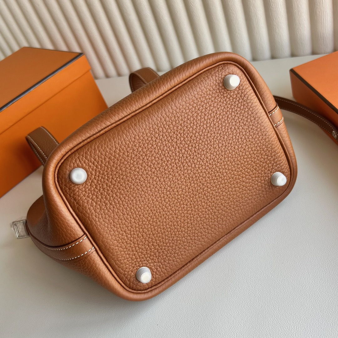 愛馬仕菜籃子包價格 Hermès Picotin 18 Taurillon Clémence 金棕色 銀色五金