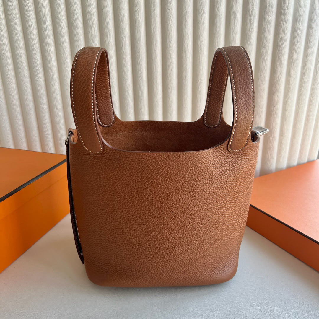 愛馬仕菜籃子包價格 Hermès Picotin 18 Taurillon Clémence 金棕色 銀色五金