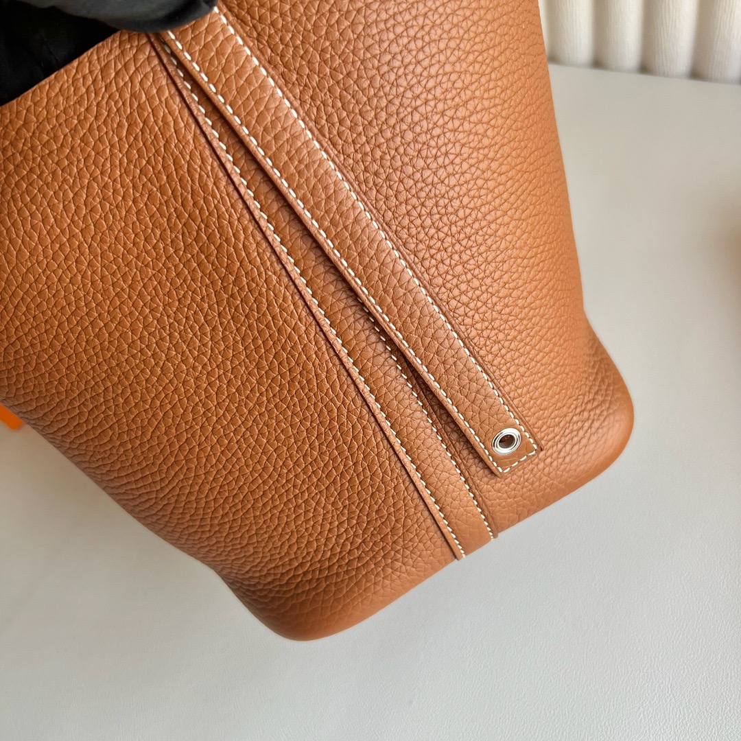 愛馬仕菜籃子包價格 Hermès Picotin 18 Taurillon Clémence 金棕色 銀色五金