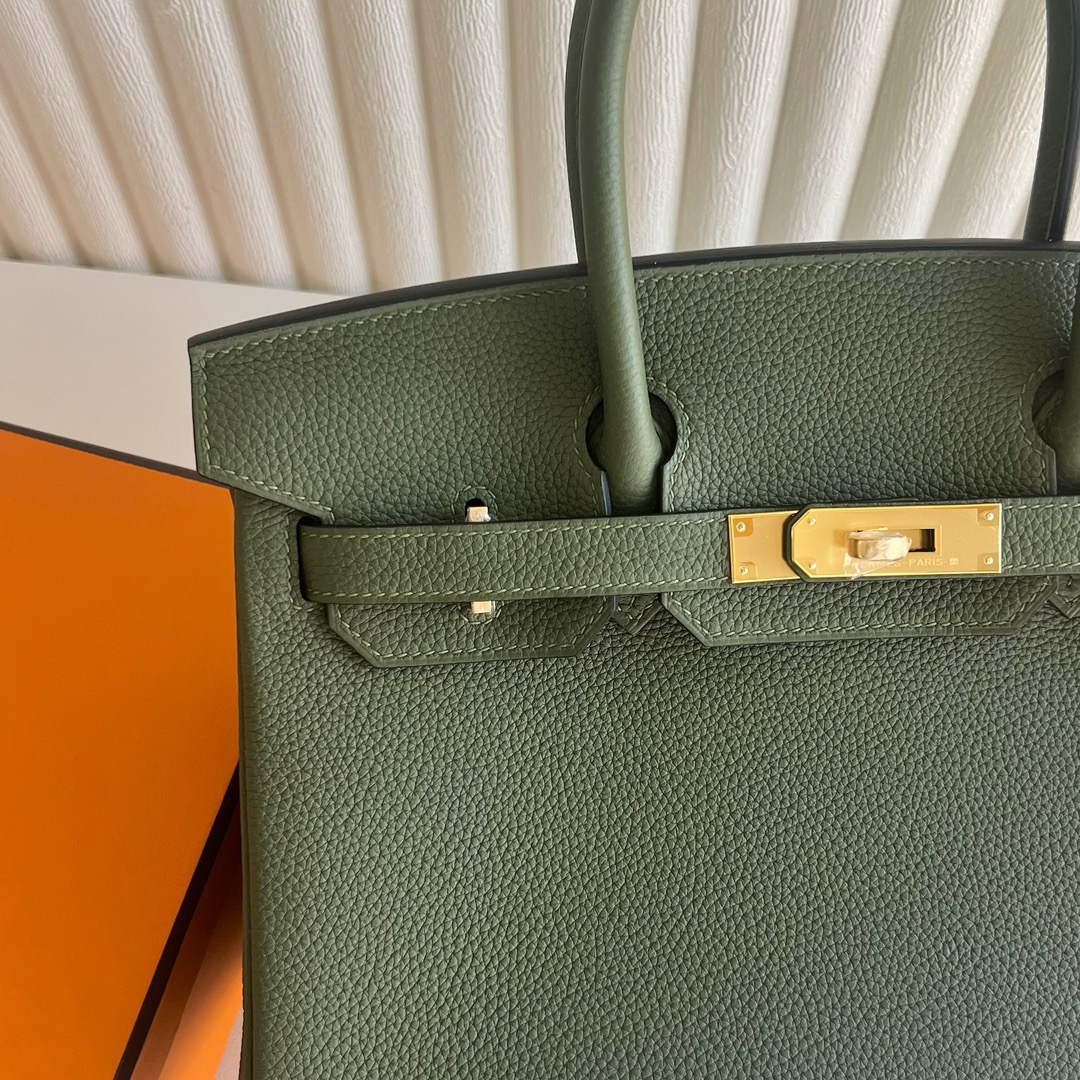 愛馬仕铂金包最便宜多少錢 Hermès Birkin 30 Togo Leather V6 Canopée 林冠綠