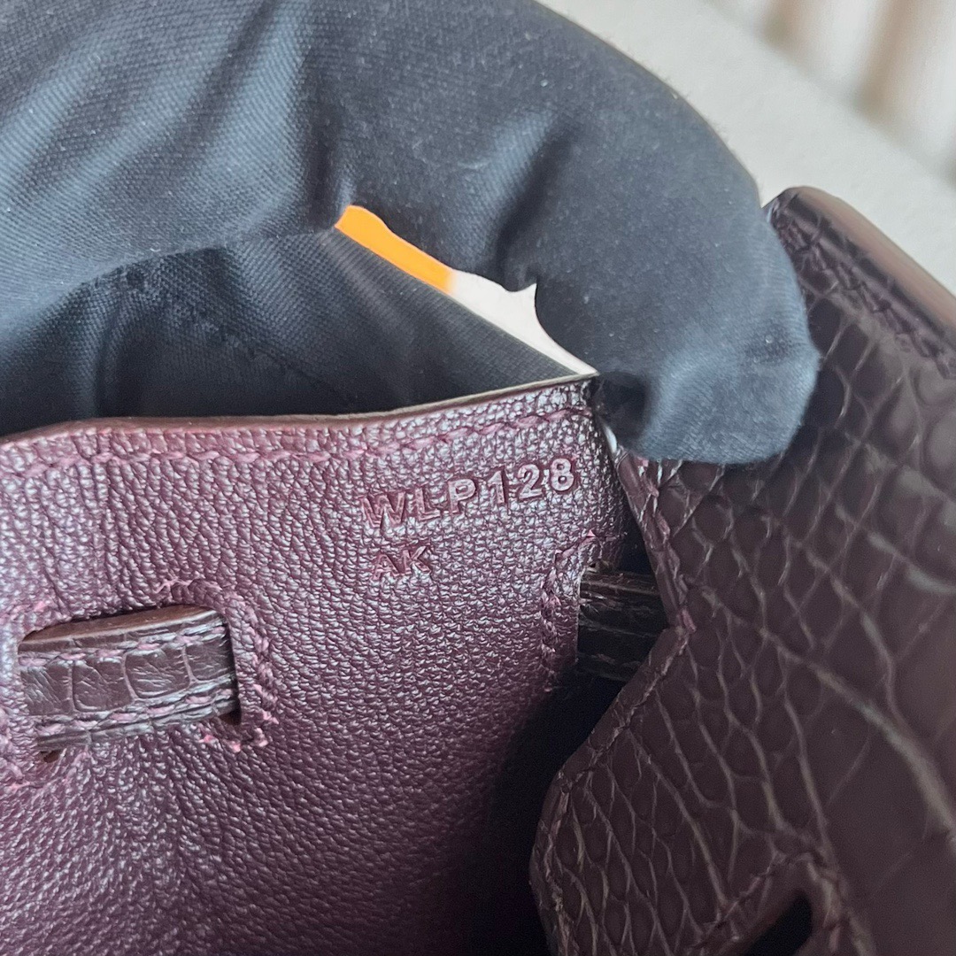 愛馬仕迷你外縫鉑金包Hermès Birkin 20 Sellier外縫霧面美洲鱷魚皮哈瓦那色銀色五金