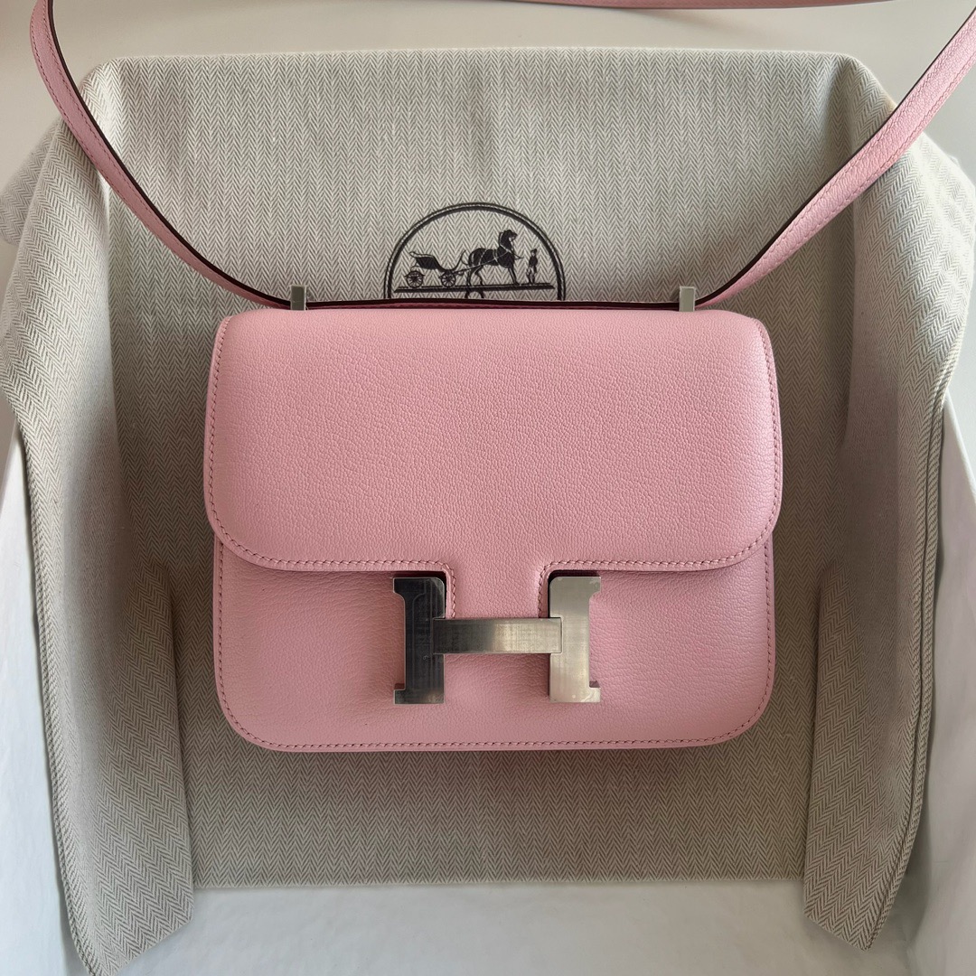 愛馬仕空姐包價格排名 Hermès Constance 18 山羊皮 Rose Sakura新粉色櫻花粉銀色五金