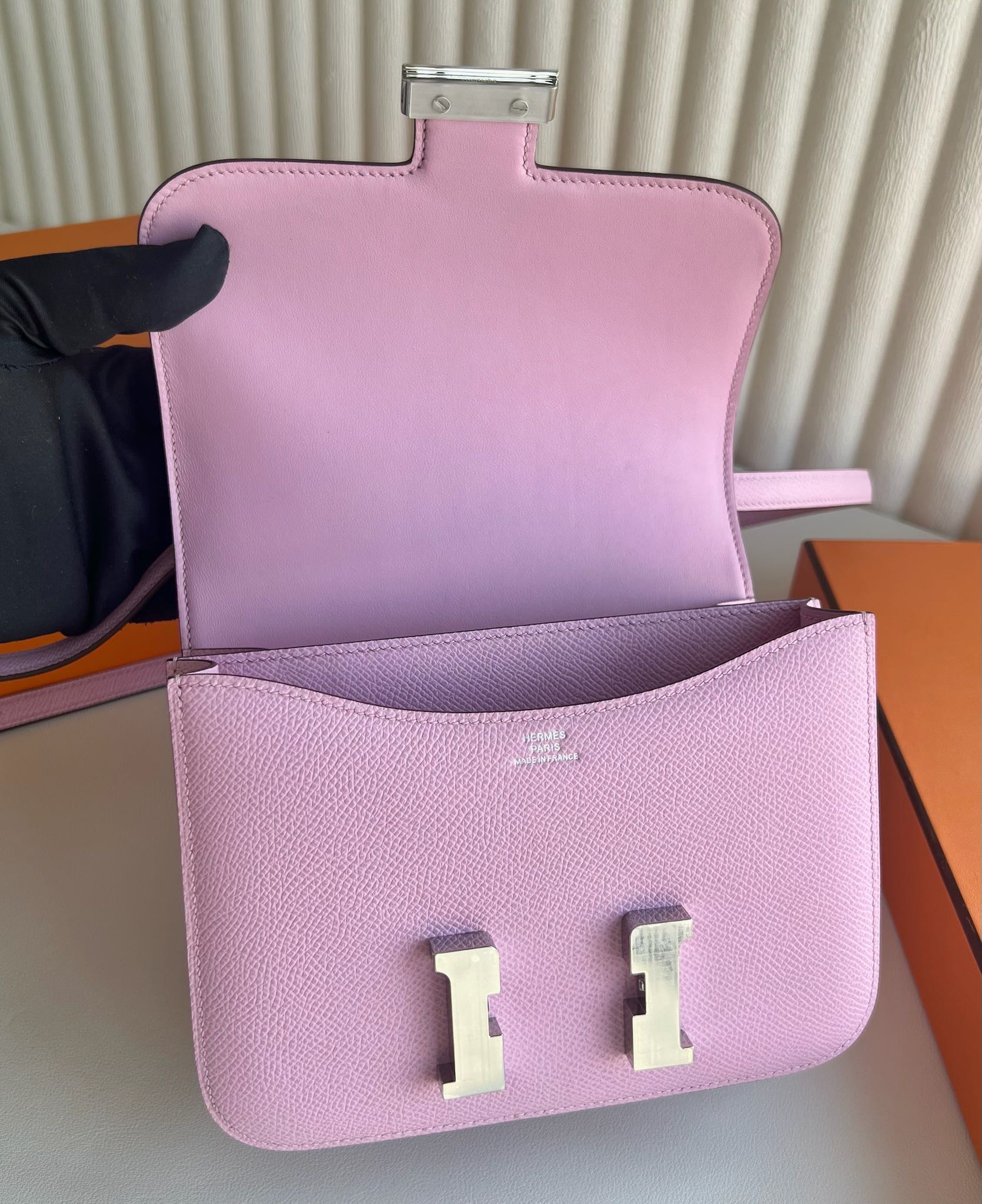 愛馬仕康康包圖片Hermès Constance 18 Epsom Leather X9 Mauve Sylvestre 錦葵紫銀色五金