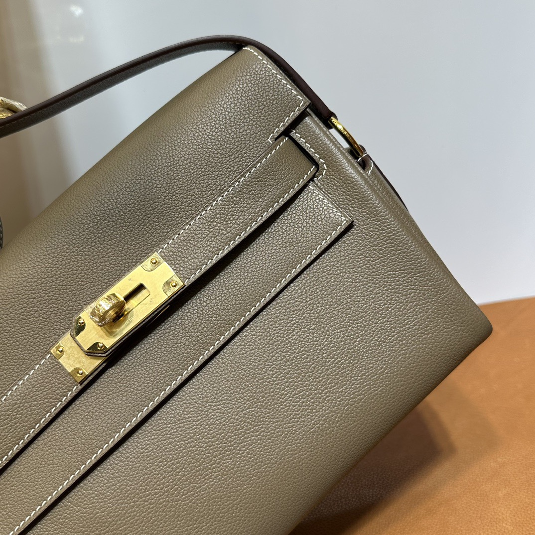 愛馬仕郵差包價格及圖片 Hermès Kelly Messenger Evercolor Etoupe大象灰 金色五金