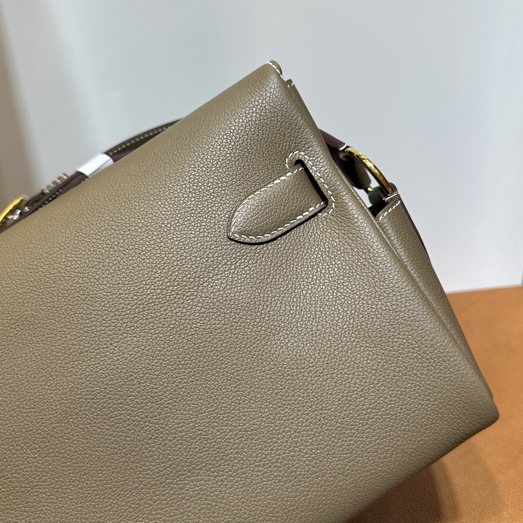 愛馬仕郵差包價格及圖片 Hermès Kelly Messenger Evercolor Etoupe大象灰 金色五金