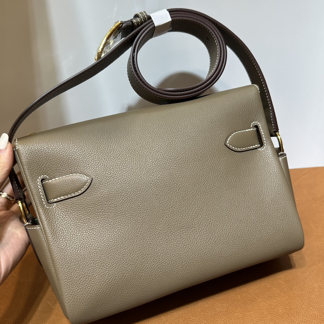 愛馬仕郵差包價格及圖片 Hermès Kelly Messenger Evercolor Etoupe大象灰 金色五金