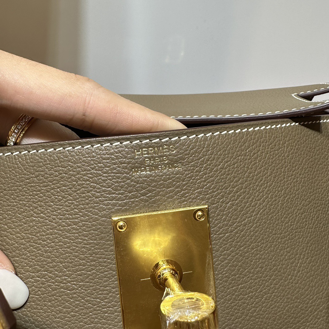 愛馬仕郵差包價格及圖片 Hermès Kelly Messenger Evercolor Etoupe大象灰 金色五金
