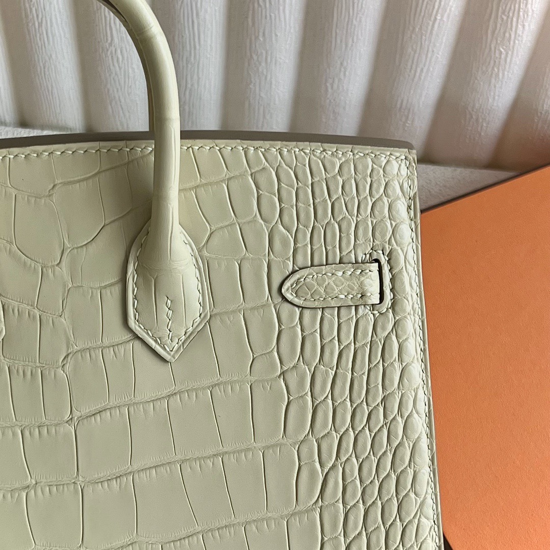 愛馬仕外縫鉑金包20寸 Hermès Birkin 20 霧面美洲鱷魚皮Y1 Vanille香草色金色五金