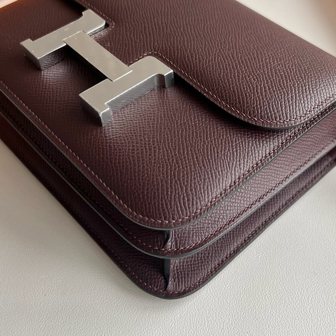 愛馬仕康康包香港多少錢 Hermès Constance 18 Epsom 0G Rouge Sellier 馬鞍紅銀色五金