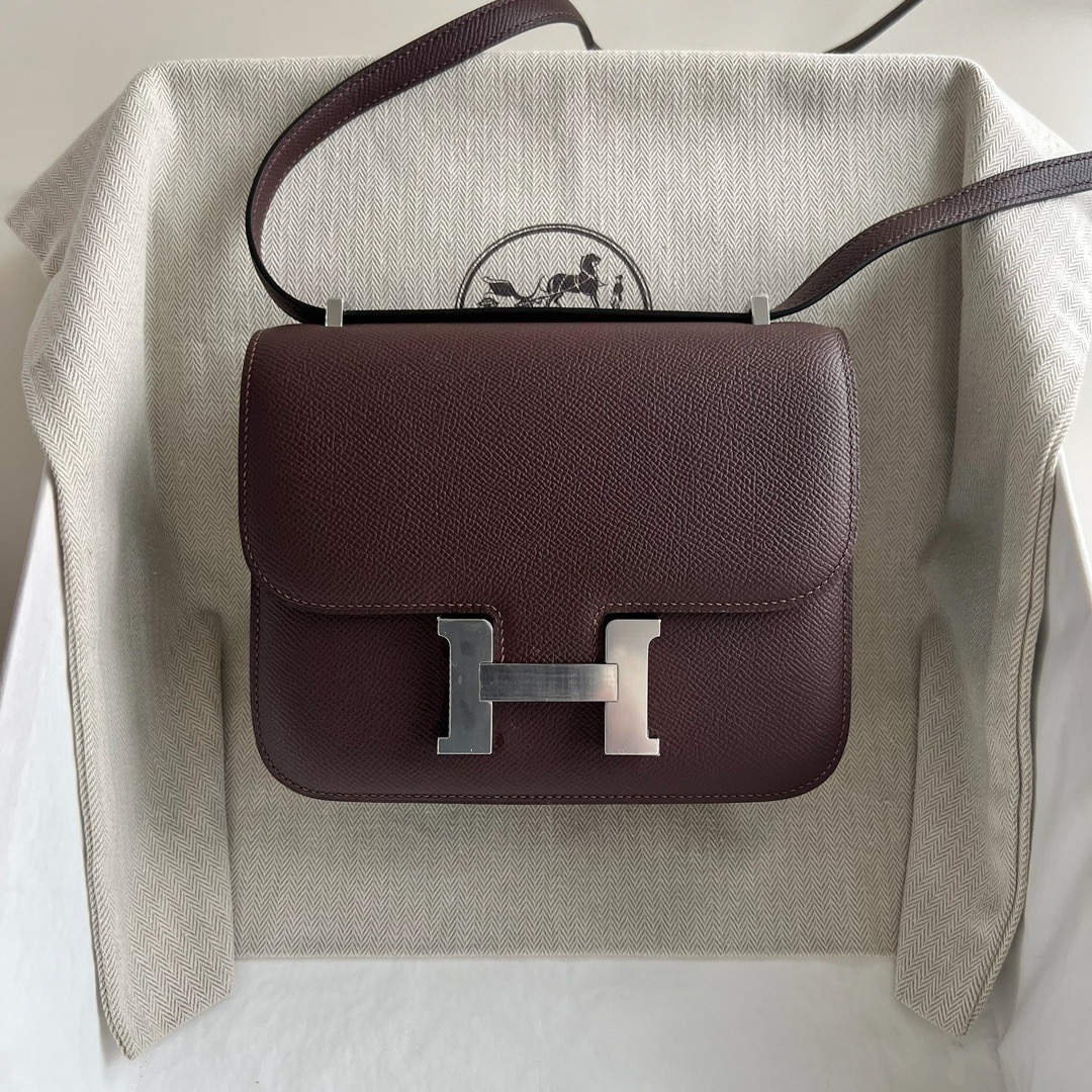 愛馬仕康康包香港多少錢 Hermès Constance 18 Epsom 0G Rouge Sellier 馬鞍紅銀色五金
