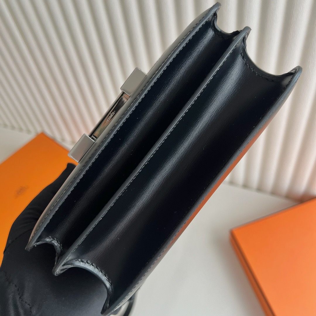 愛馬仕康康包圖片 Hermès Constance 18 Box Leather CK89 Noir 黑色銀色五金