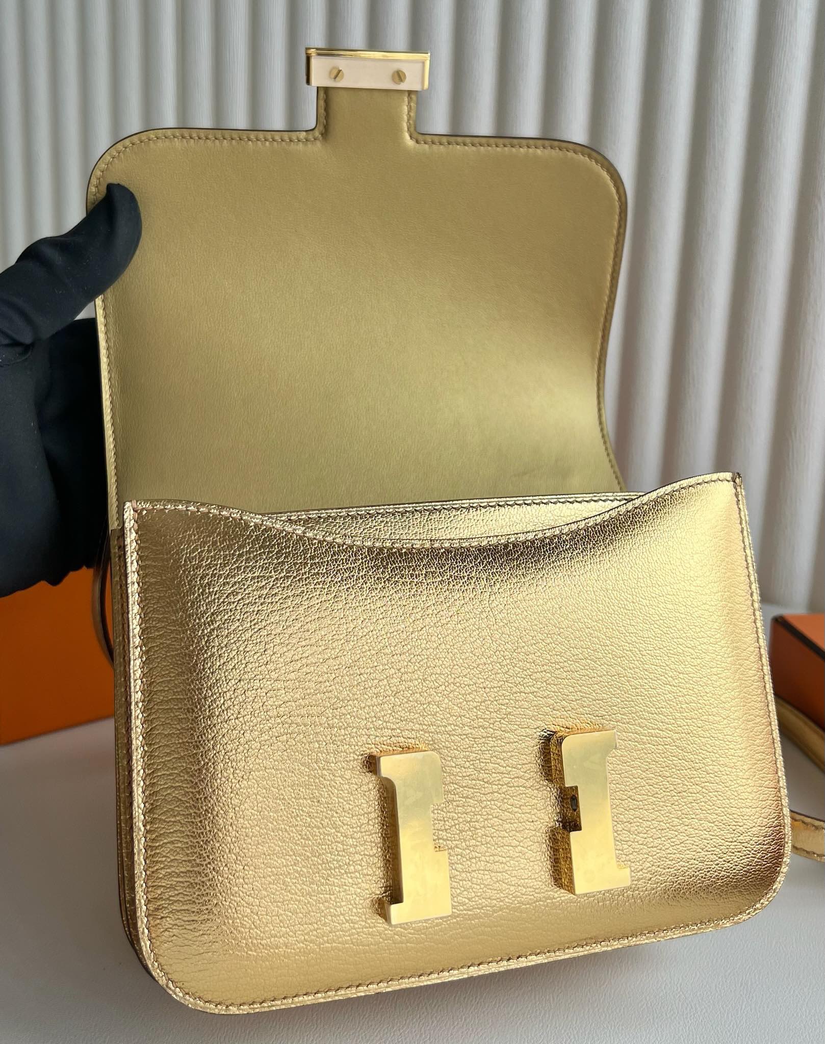 愛馬仕康康包價格 Hermès Constance 18 Mirror Style Chever Y9 DORE 鎏金色 金色五金