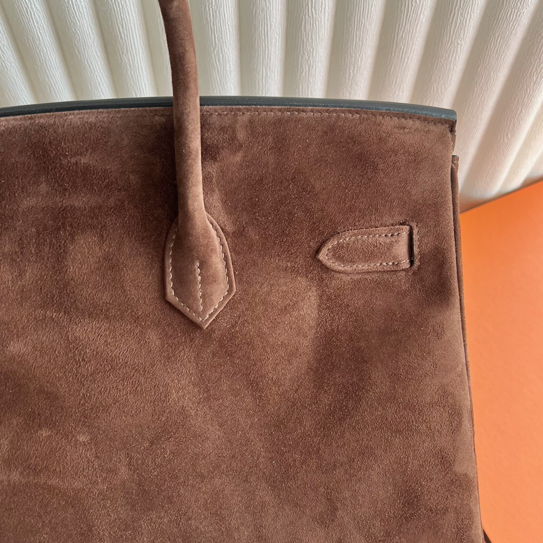 愛馬仕鉑金包35寸專櫃價格 Hermès Birkin 35 Suede進口麂皮 Chocolat 巧克力銀色五金