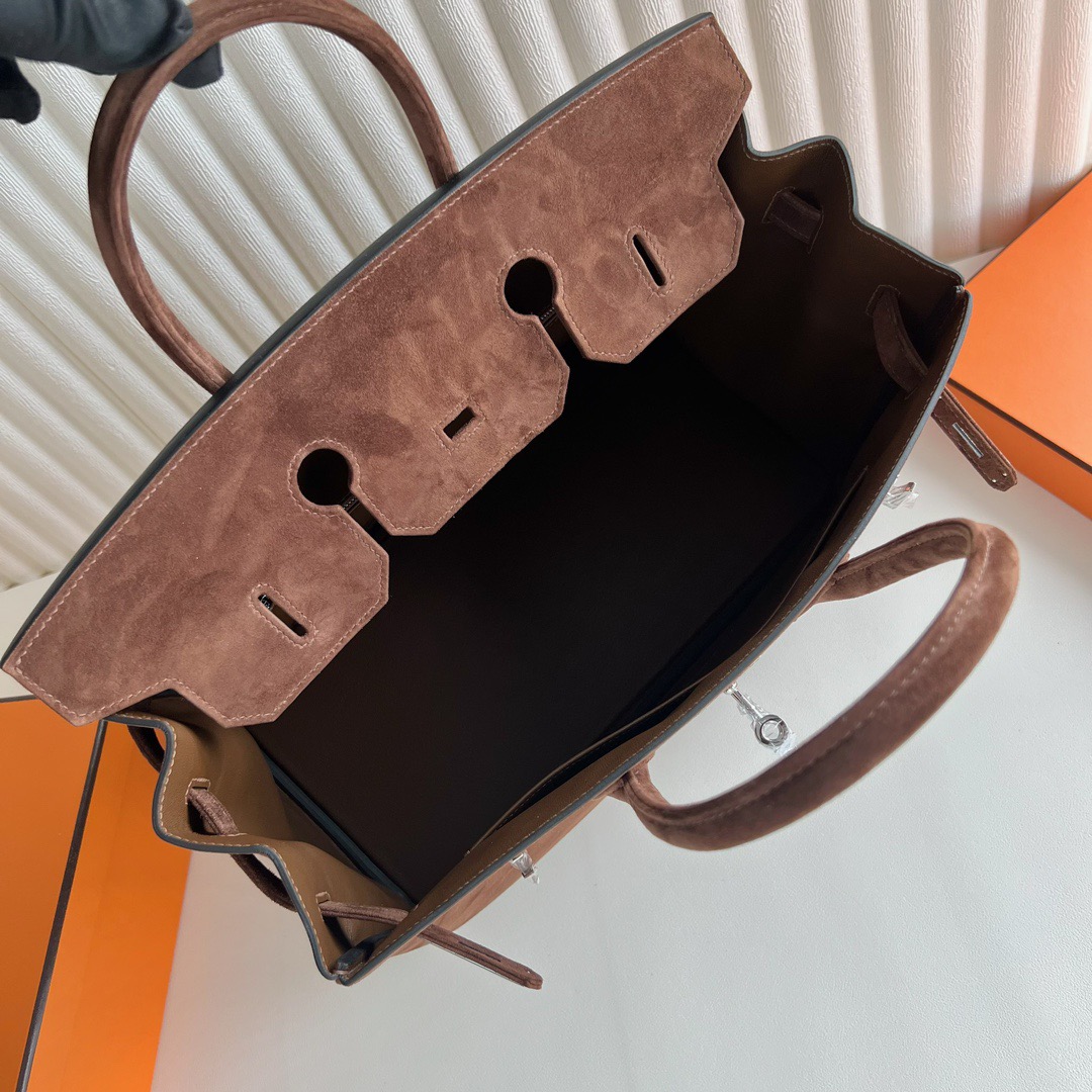 愛馬仕鉑金包35寸專櫃價格 Hermès Birkin 35 Suede進口麂皮 Chocolat 巧克力銀色五金