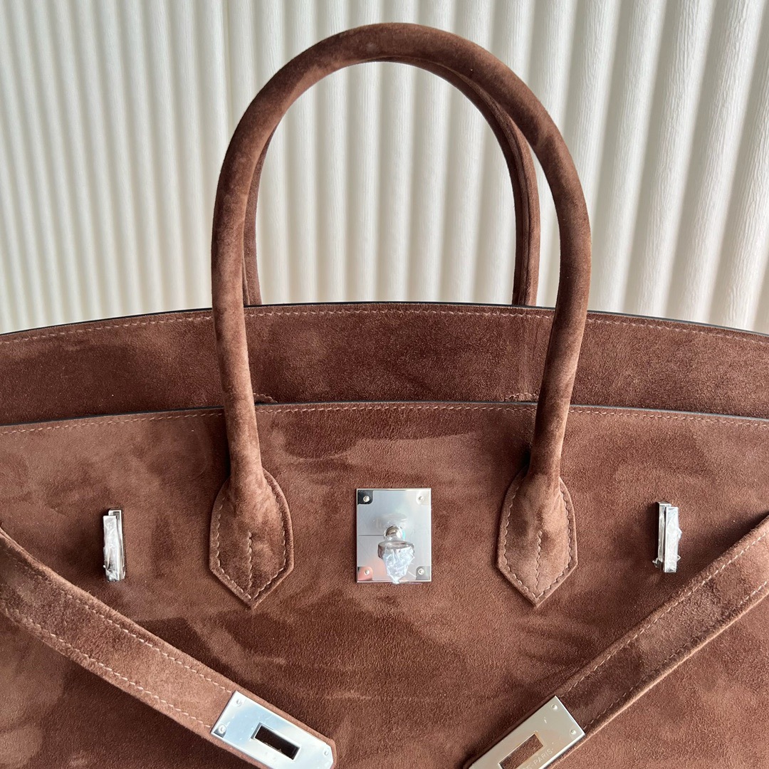 愛馬仕鉑金包35寸專櫃價格 Hermès Birkin 35 Suede進口麂皮 Chocolat 巧克力銀色五金