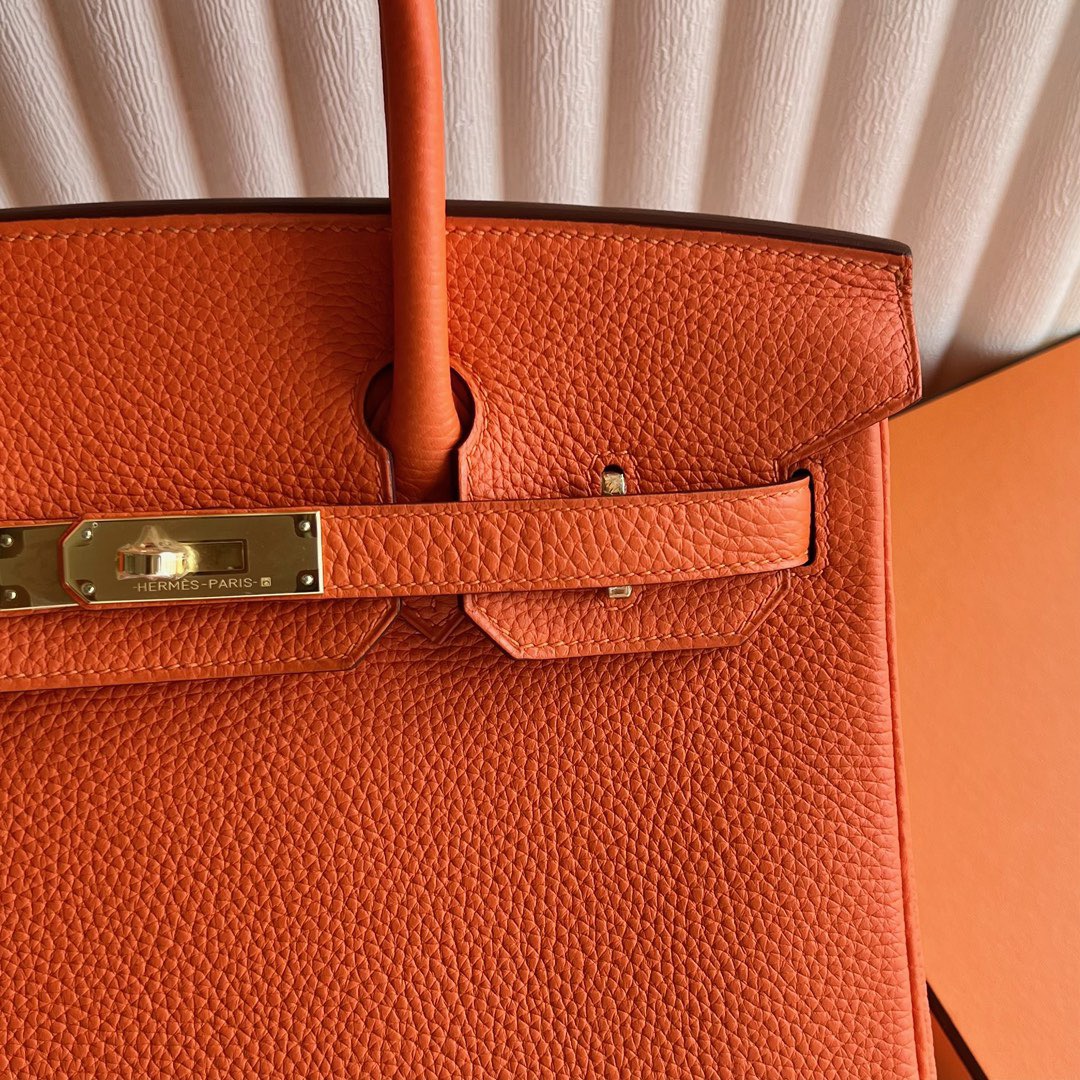 愛馬仕女包價格大全Hermès Birkin 30 Taurillon Clémence Color 9J Feu 火焰橙 金色五金