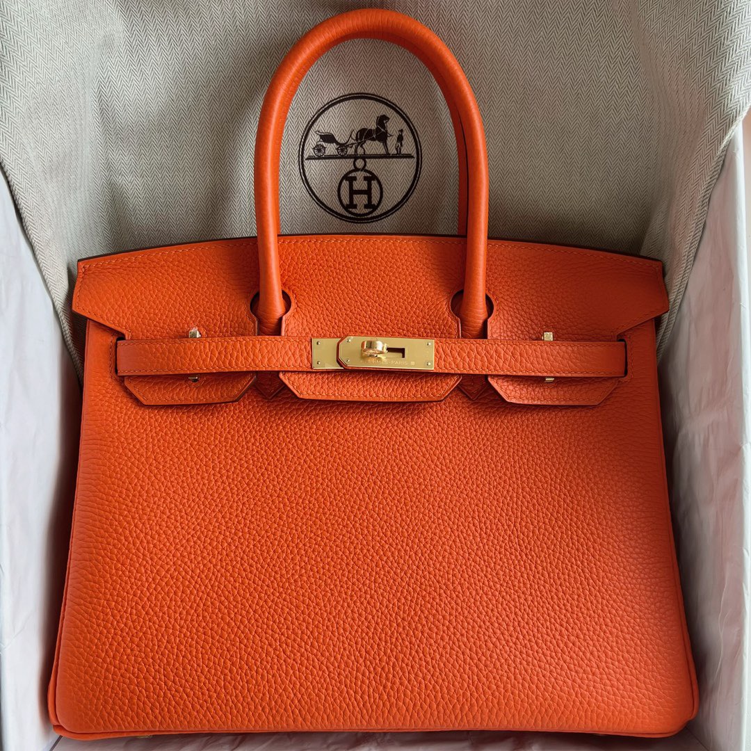 愛馬仕女包價格大全Hermès Birkin 30 Taurillon Clémence Color 9J Feu 火焰橙 金色五金