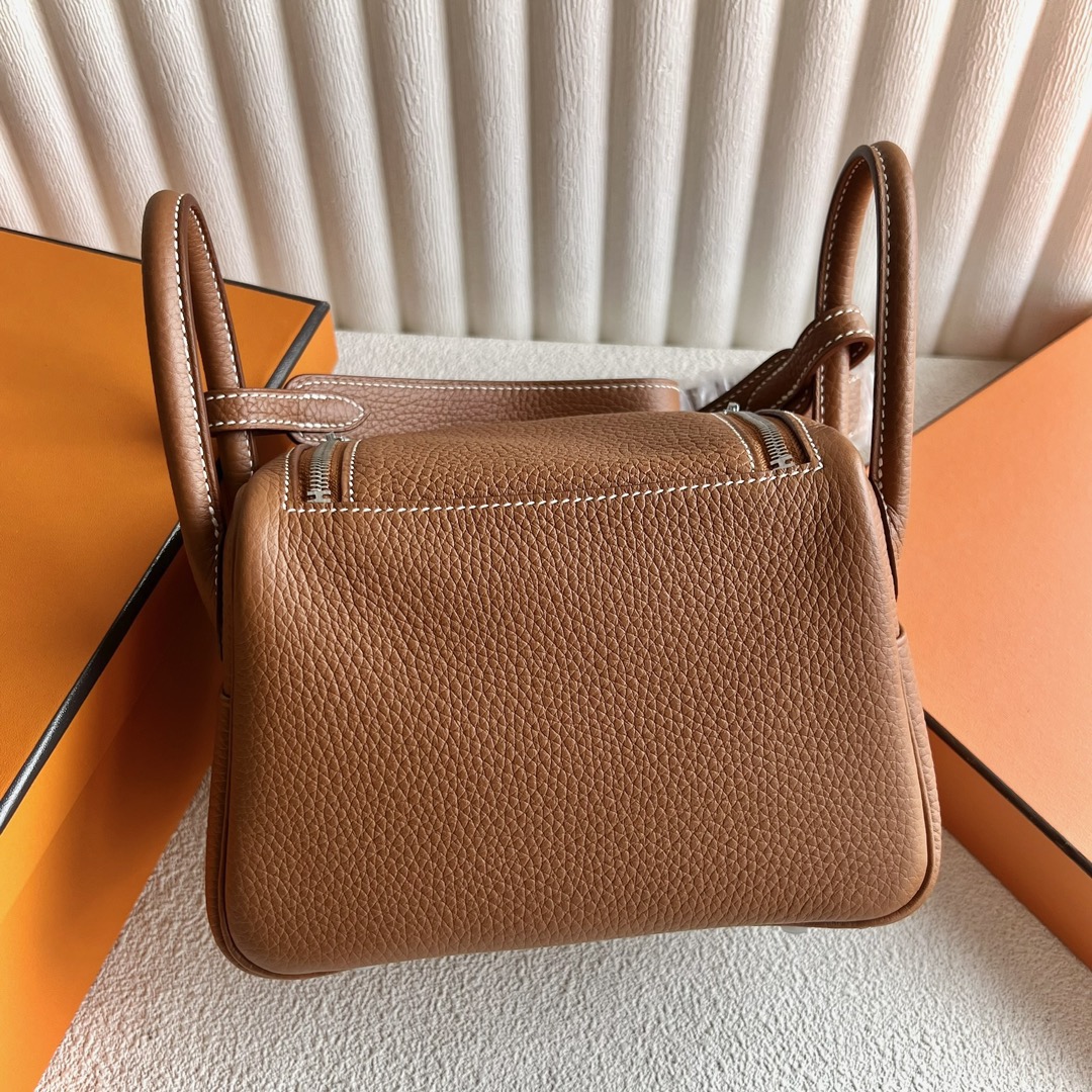 愛馬仕迷你琳迪包 Hermès Mini Lindy Taurillon Clémence 金棕色 銀色五金
