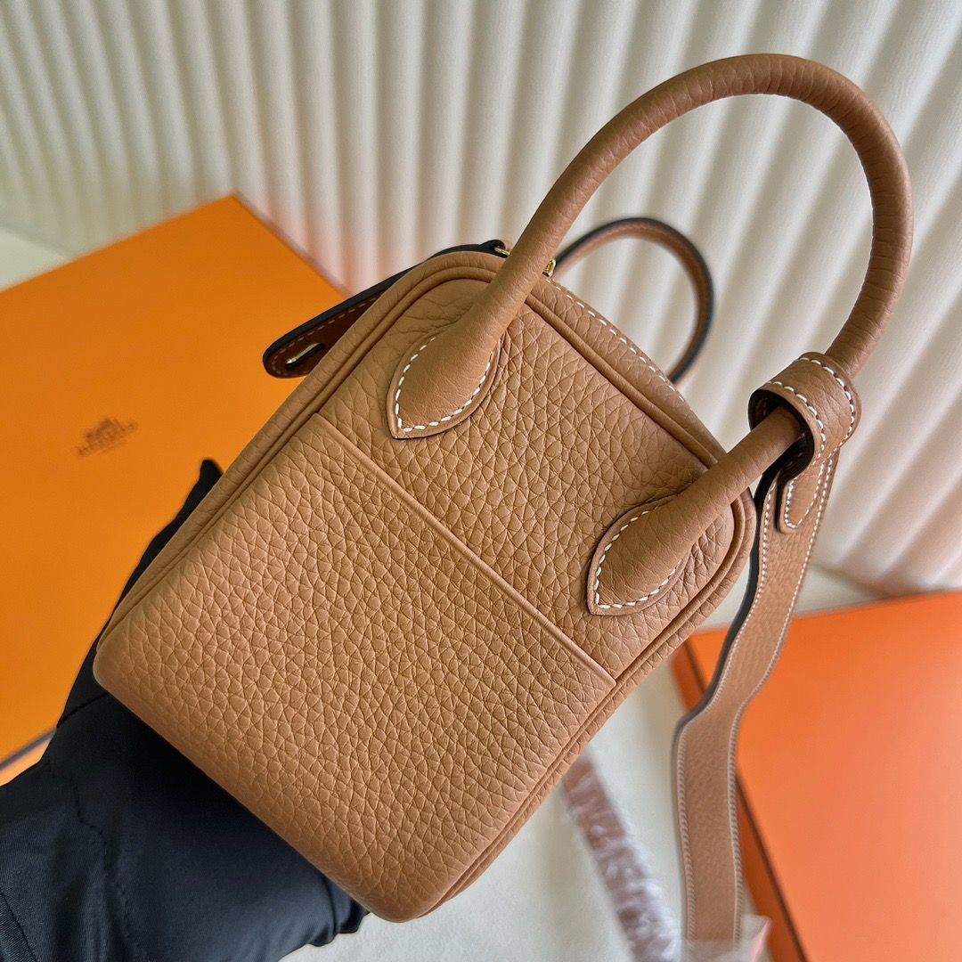 愛馬仕迷你琳迪包價格 Hermès Mini Lindy Taurillon Clémence 1H Toffee 太妃色 金色五金
