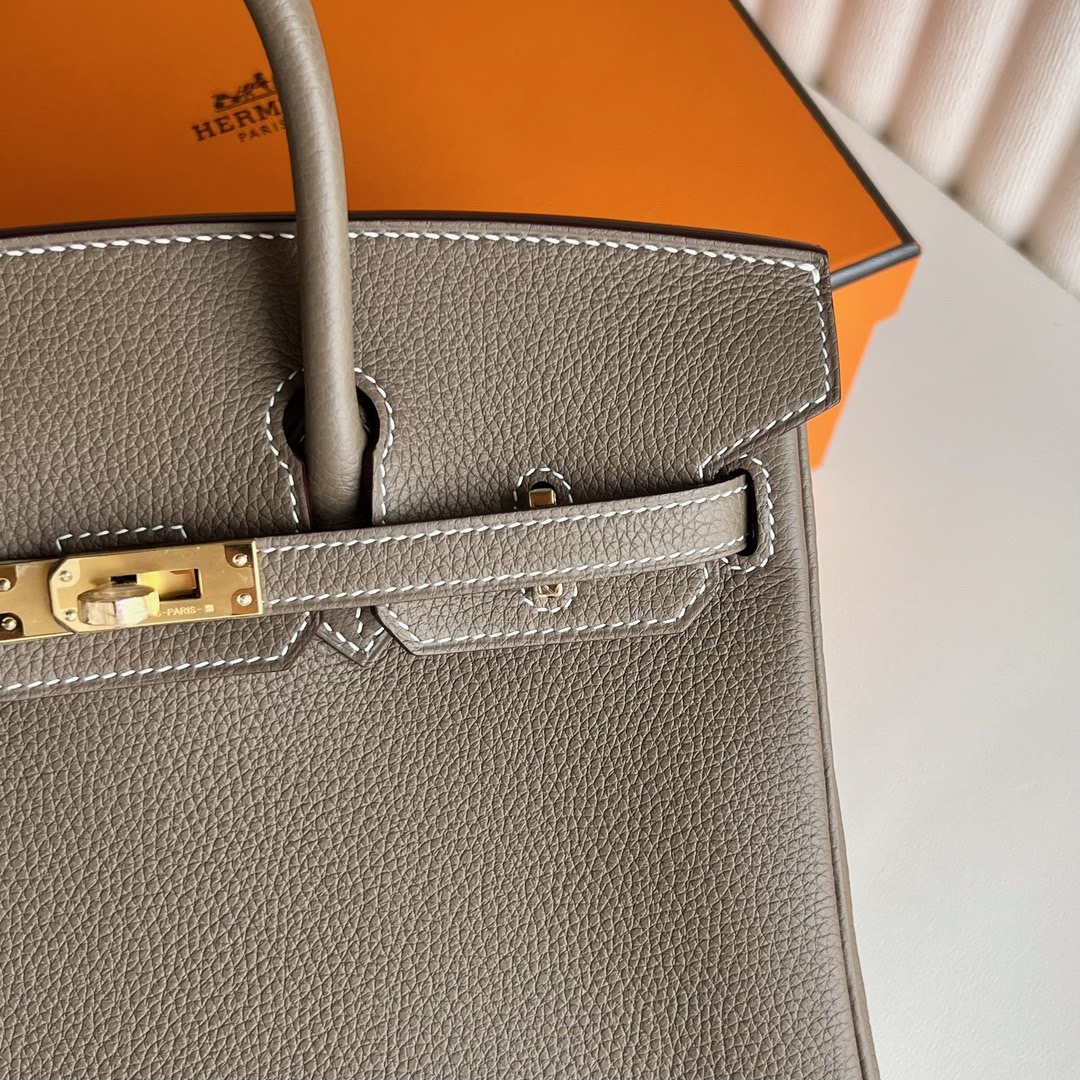 愛馬仕經典女包價格 Hermès Birkin 25 Togo Color Etoupe大象灰金色五金