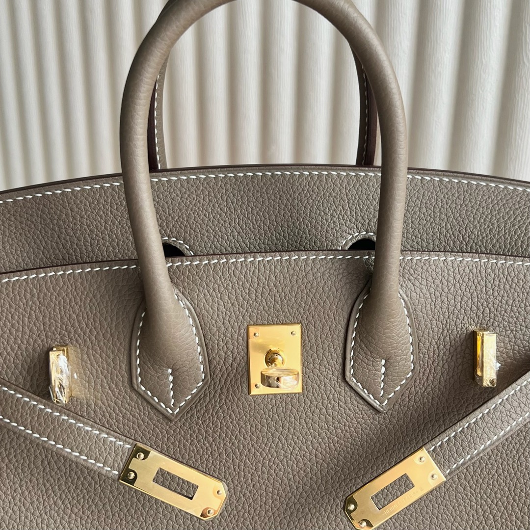 愛馬仕經典女包價格 Hermès Birkin 25 Togo Color Etoupe大象灰金色五金