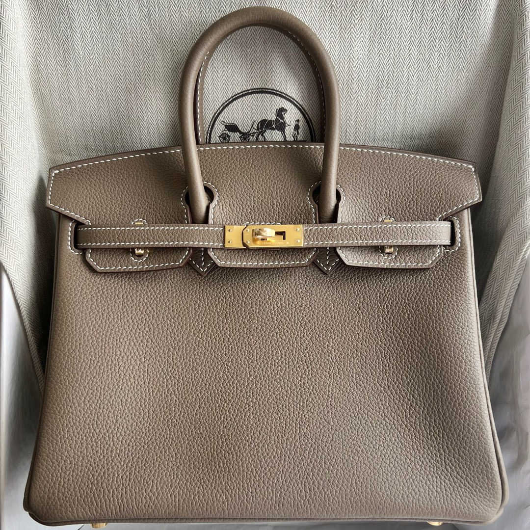 愛馬仕經典女包價格 Hermès Birkin 25 Togo Color Etoupe大象灰金色五金
