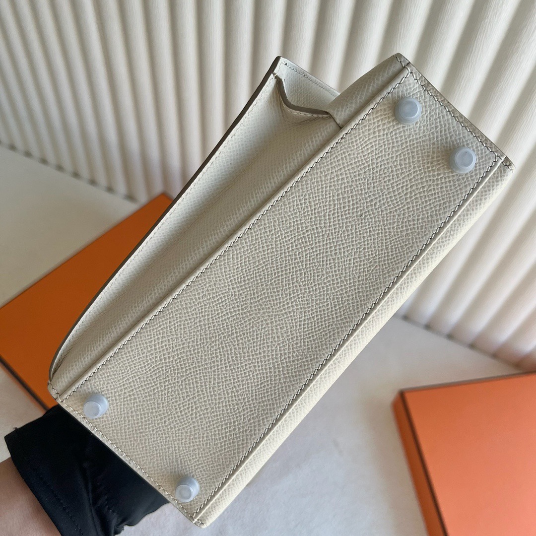 愛馬仕雙面Kelly包 Hermès Kelly Desordre Epsom Leather Craie奶昔白銀色五金