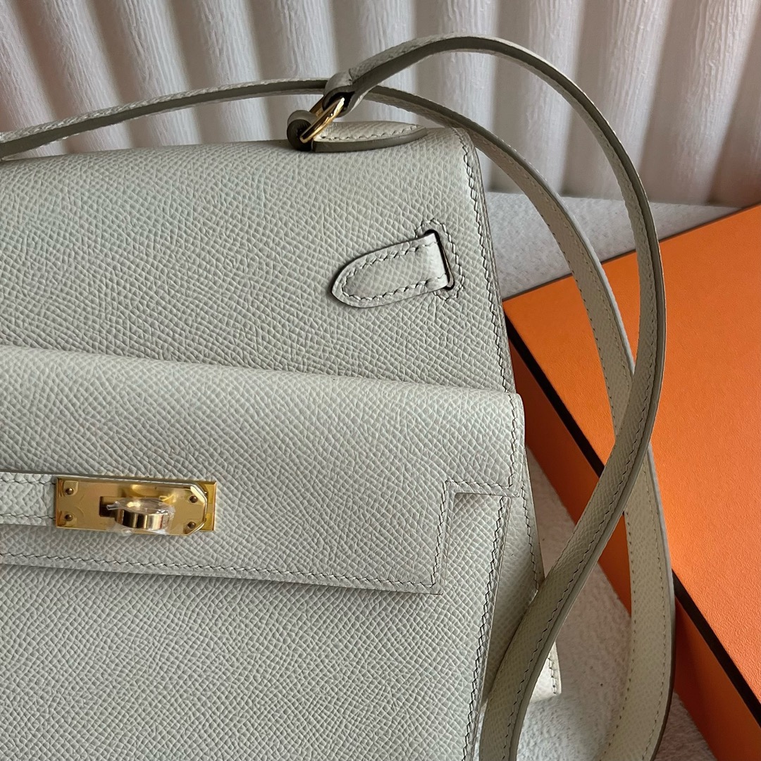 愛馬仕雙面Kelly包多少錢 Hermès Kelly Desordre Epsom 奶昔白Craie金色五金