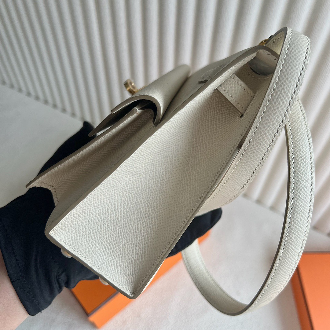 愛馬仕雙面Kelly包多少錢 Hermès Kelly Desordre Epsom 奶昔白Craie金色五金