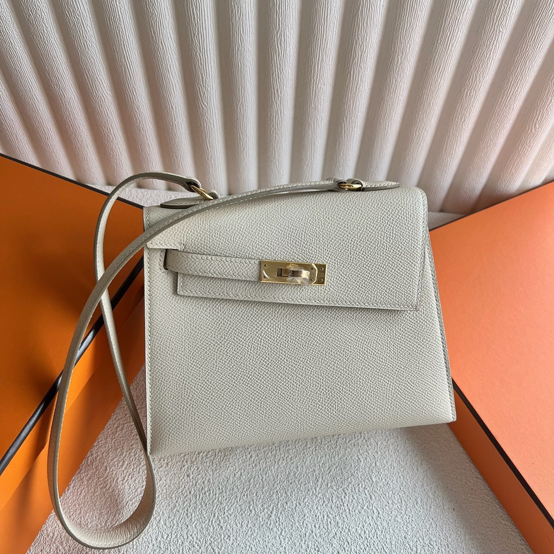 愛馬仕雙面Kelly包多少錢 Hermès Kelly Desordre Epsom 奶昔白Craie金色五金
