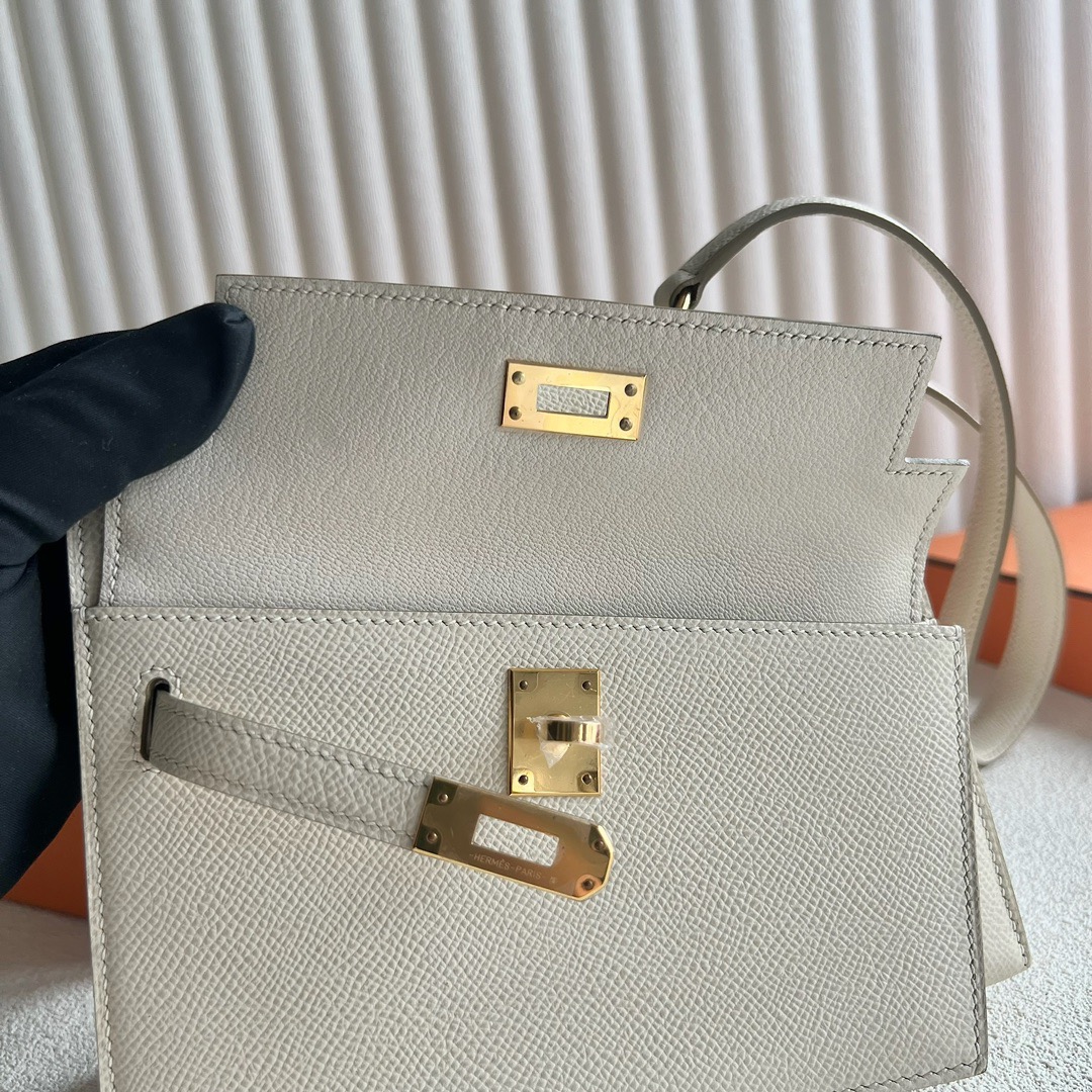 愛馬仕雙面Kelly包多少錢 Hermès Kelly Desordre Epsom 奶昔白Craie金色五金