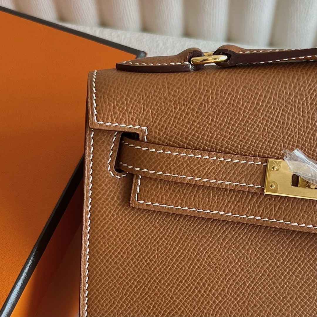 爱马仕双面Kelly包图片 Hermès Kelly Desordre Epsom Leather 金棕色 金色五金