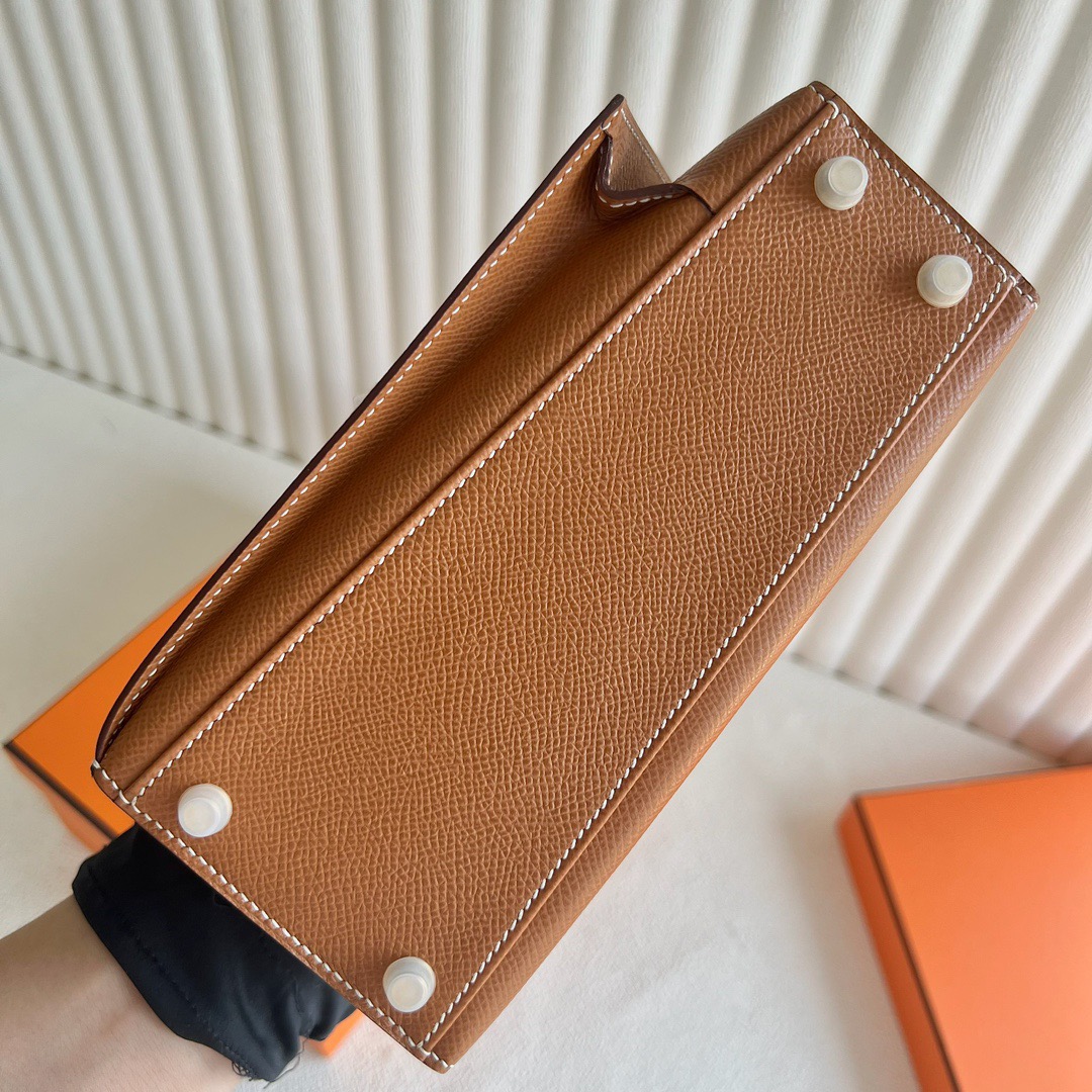 爱马仕双面Kelly包图片 Hermès Kelly Desordre Epsom Leather 金棕色 金色五金