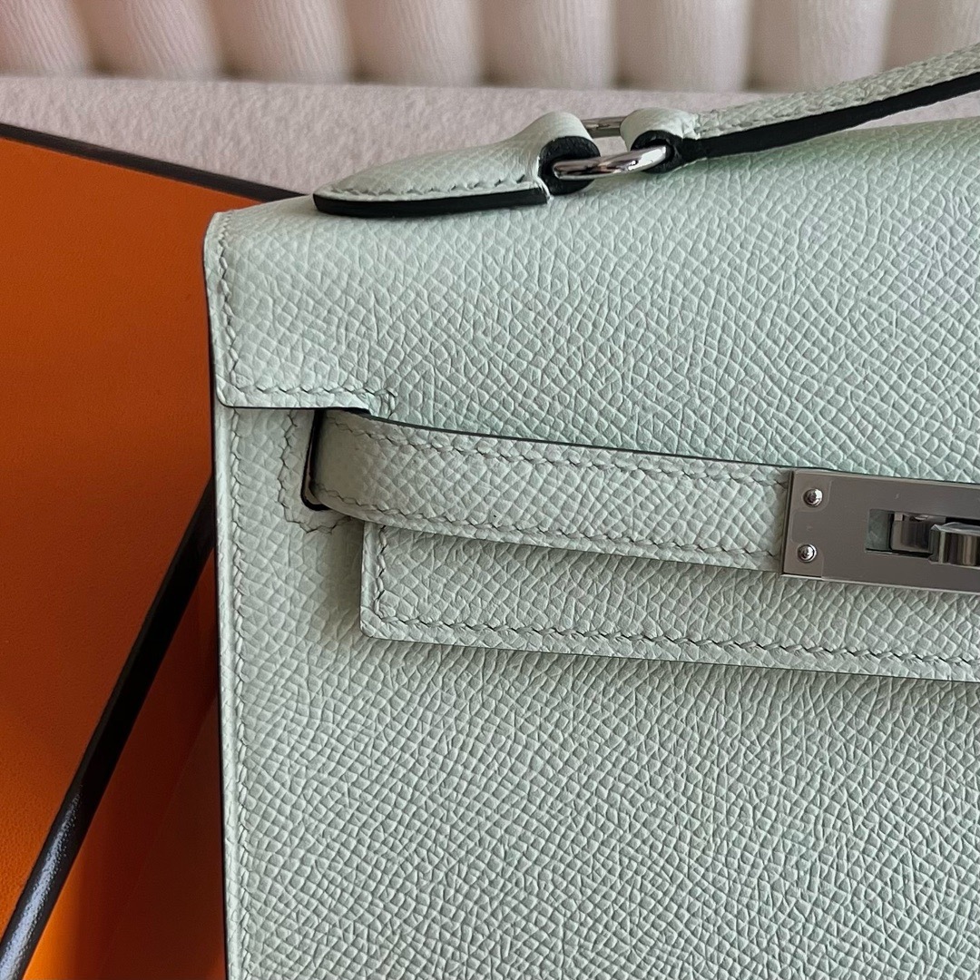 愛馬仕雙面Kelly包尺寸Hermès Kelly Desordre Epsom Leather 0S Vert Fizz氣泡綠銀色五金