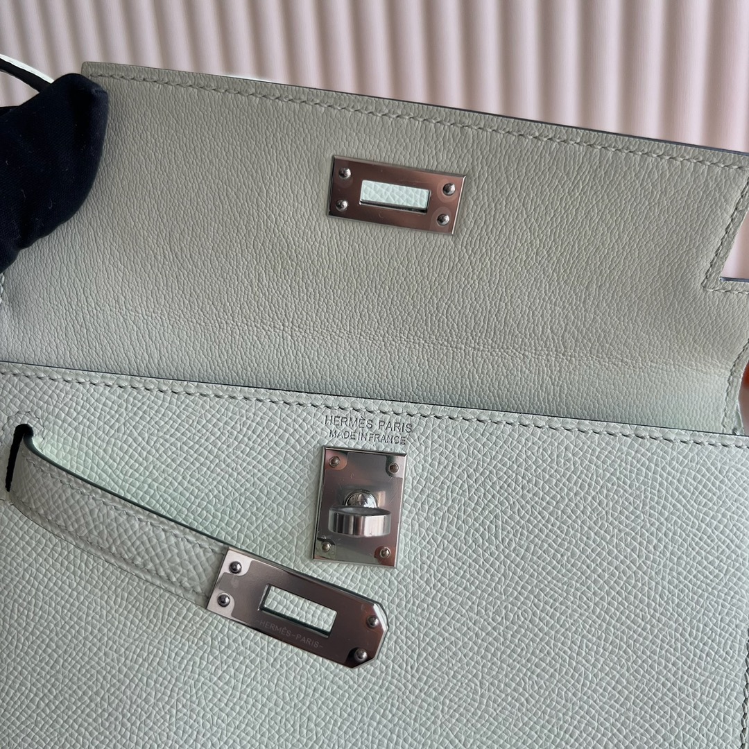 愛馬仕雙面Kelly包尺寸Hermès Kelly Desordre Epsom Leather 0S Vert Fizz氣泡綠銀色五金
