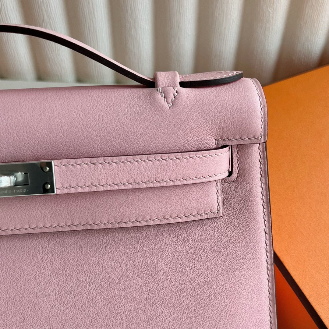 愛馬仕女包香港價格 Hermès Mini Kelly Pochette Swift 3Q Rose Sakura 新粉色銀色五金