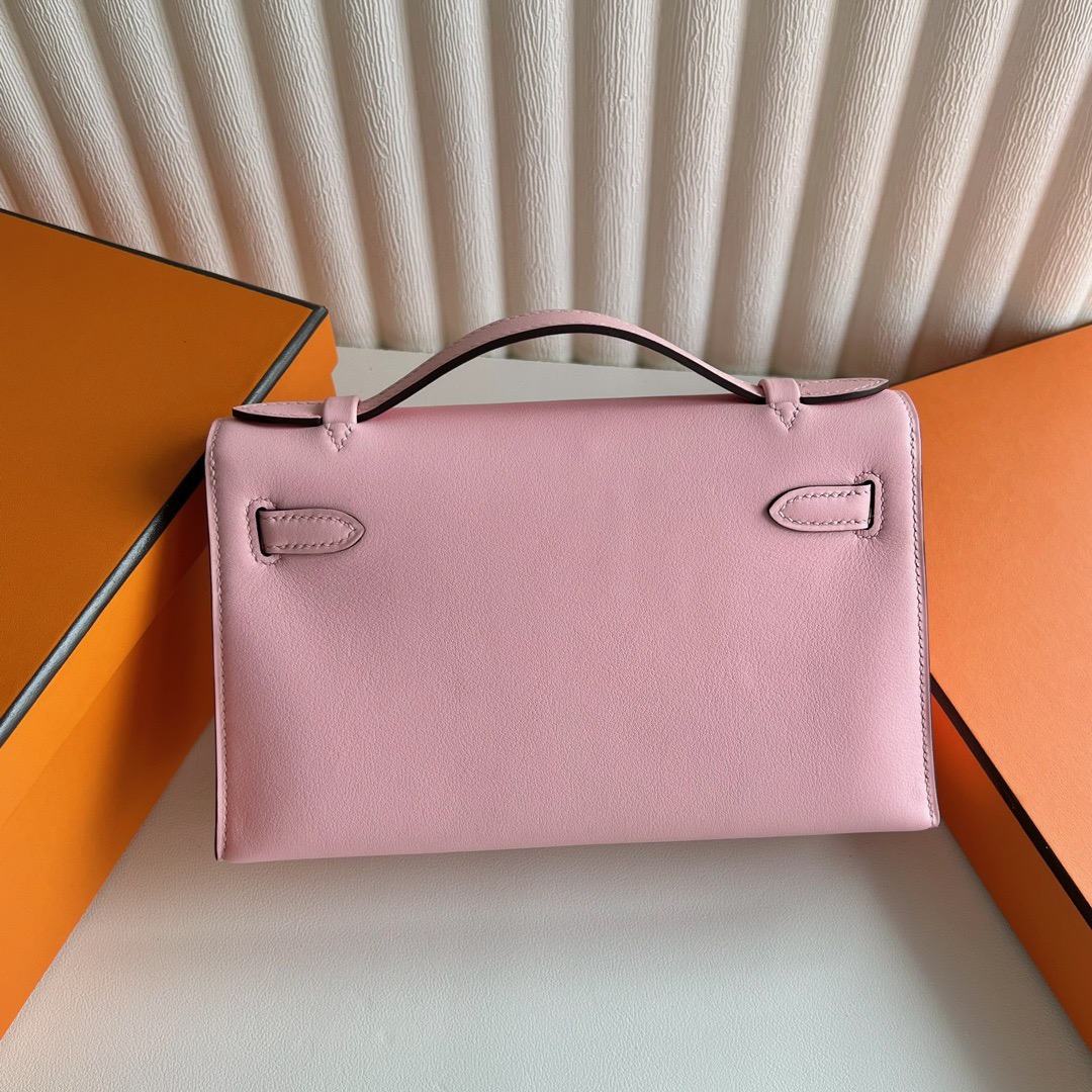愛馬仕女包香港價格 Hermès Mini Kelly Pochette Swift 3Q Rose Sakura 新粉色銀色五金