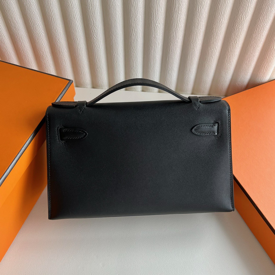 愛馬仕包包網站香港旗艦店 Hermès Mini Kelly Pochette Swift PVD 89 So Black黑色五金