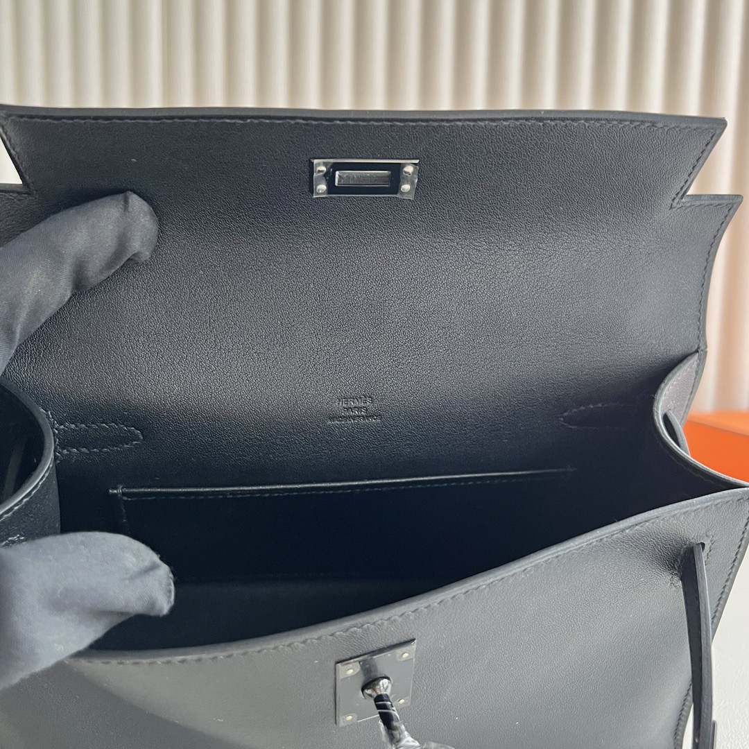 愛馬仕包包網站香港旗艦店 Hermès Mini Kelly Pochette Swift PVD 89 So Black黑色五金