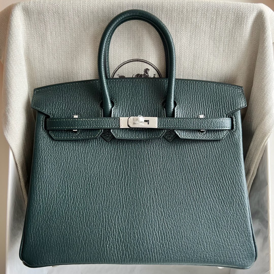 愛馬仕新款包包網站 Hermès Birkin 25 山羊皮 6O Vert cypres松柏綠柏樹綠銀色五金