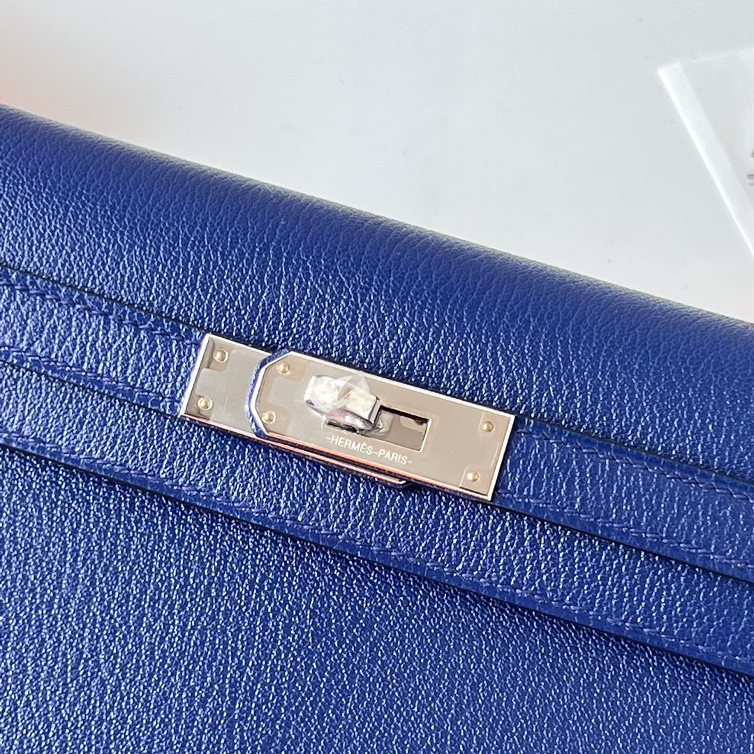 愛馬仕包包網站 Hermès Kelly Elan 27 山羊皮 CK73 Bleu Saphir寶石藍銀色五金