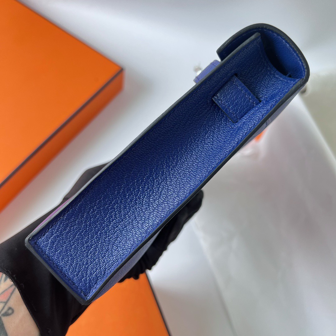 愛馬仕包包網站 Hermès Kelly Elan 27 山羊皮 CK73 Bleu Saphir寶石藍銀色五金