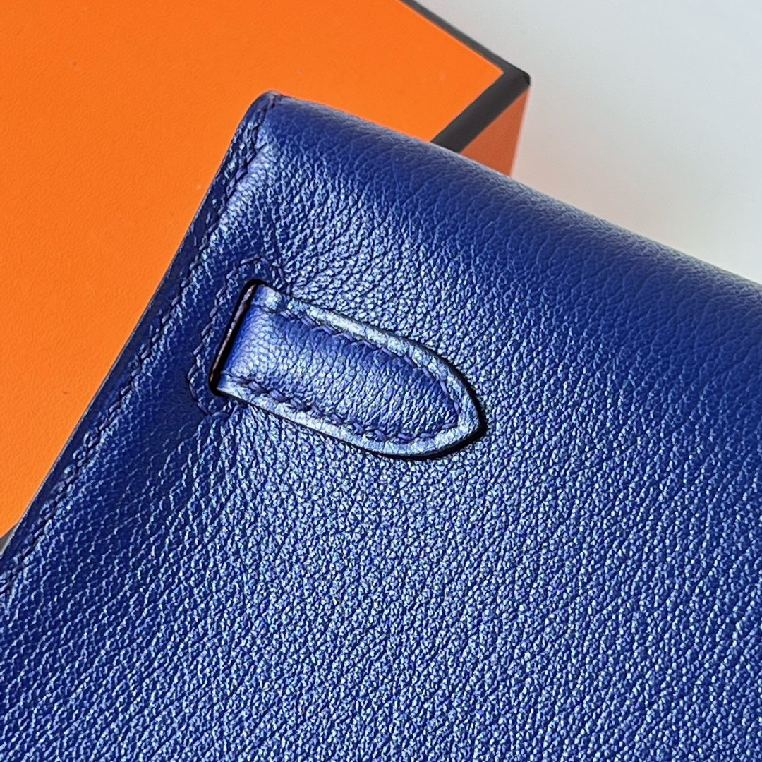 愛馬仕包包網站 Hermès Kelly Elan 27 山羊皮 CK73 Bleu Saphir寶石藍銀色五金